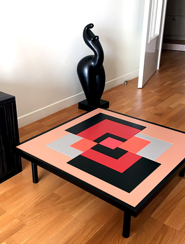 table basse, table sur mesure, meuble sur mesure, bois peint