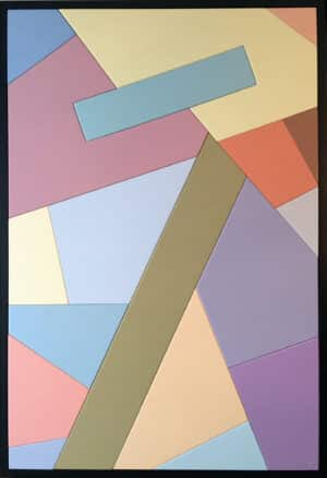 Tableau géométrique aux tons pastel, style contemporain, format 90 x 60 cm.