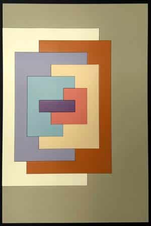 Tableau Labyrinthe en bois laqué de 90 x 60 cm avec formes géométriques, style contemporain et design moderne, disponible en couleurs pastel ou vives.