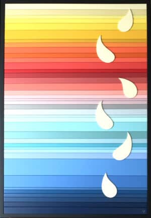 Tableau décoratif en bois laqué « L’Aube » – Relief et couleurs dégradées 90x60 cm