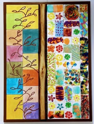 Tableau décoratif en bois peint, réalisé artisanalement dans notre atelier à Marly le Roi.