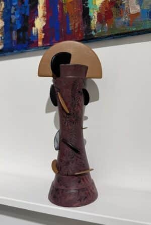 Sculpture design ethnique contemporaine en bois