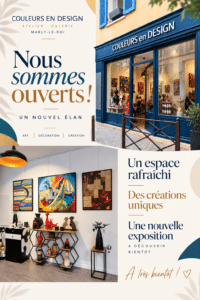 Couleurs en Design, atelier-galerie d’art et décoration à Marly-le-Roi après rénovation